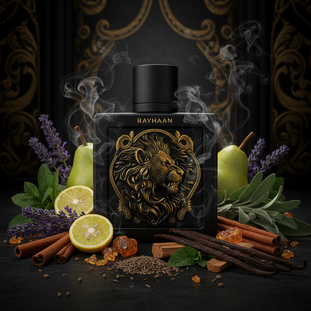 Rayhaan Lion Eau de Parfum 100 ml met peer, munt, kaneel, vanille en ceder
