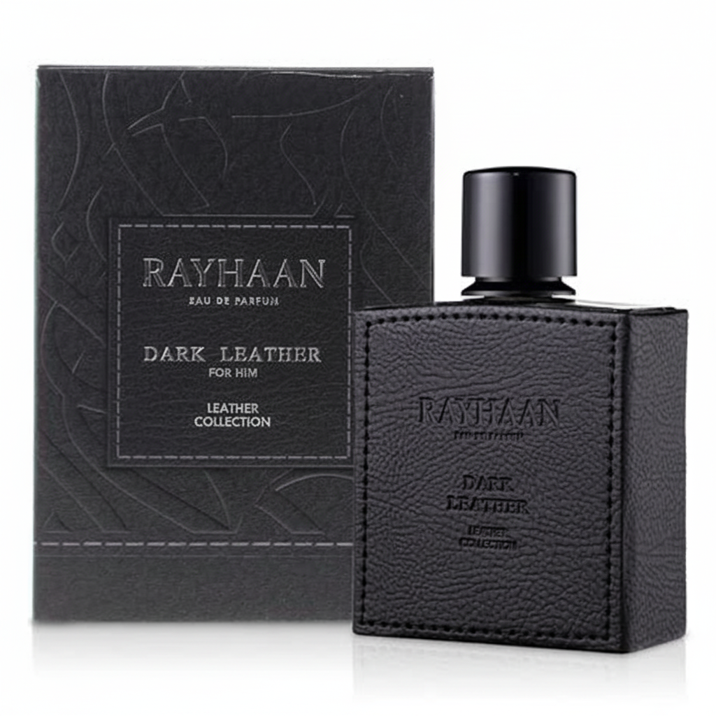 Rayhaan Dark Leather Eau de Parfum 100 ml fles met originele zwarte verpakking