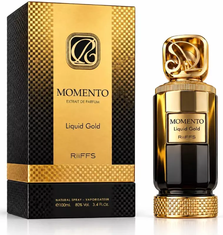 Riiffs Momento Liquid Gold Extrait de Parfum 100 ml met originele gouden en zwarte doos
