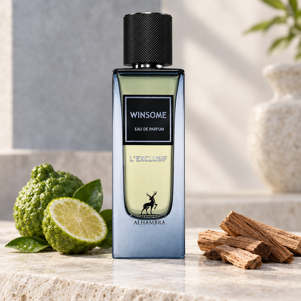 Maison Alhambra Winsome L’Exclusif parfumfles met bergamot en hout in een lichte lifestyle-setting
