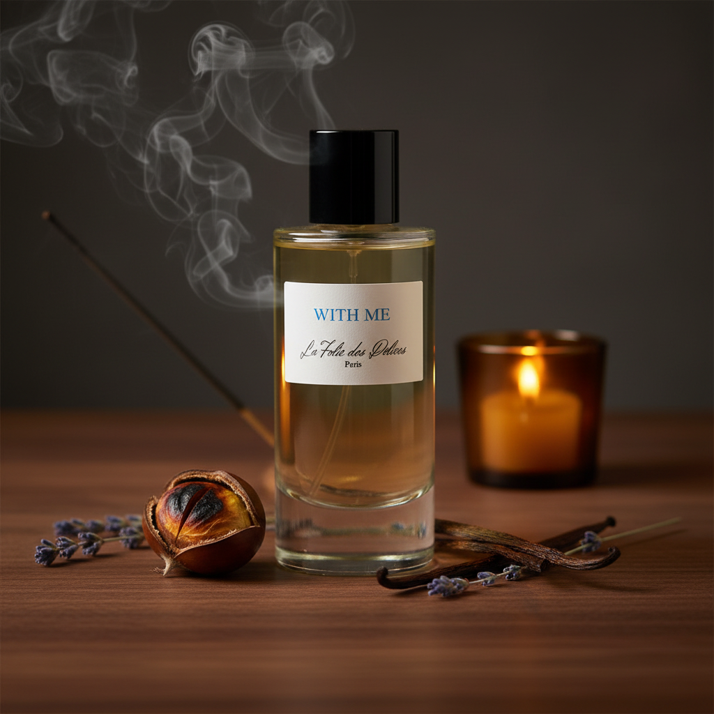 With Me Extrait de Parfum 50 ml met kastanje, lavendel, vanille en warme avondverlichting