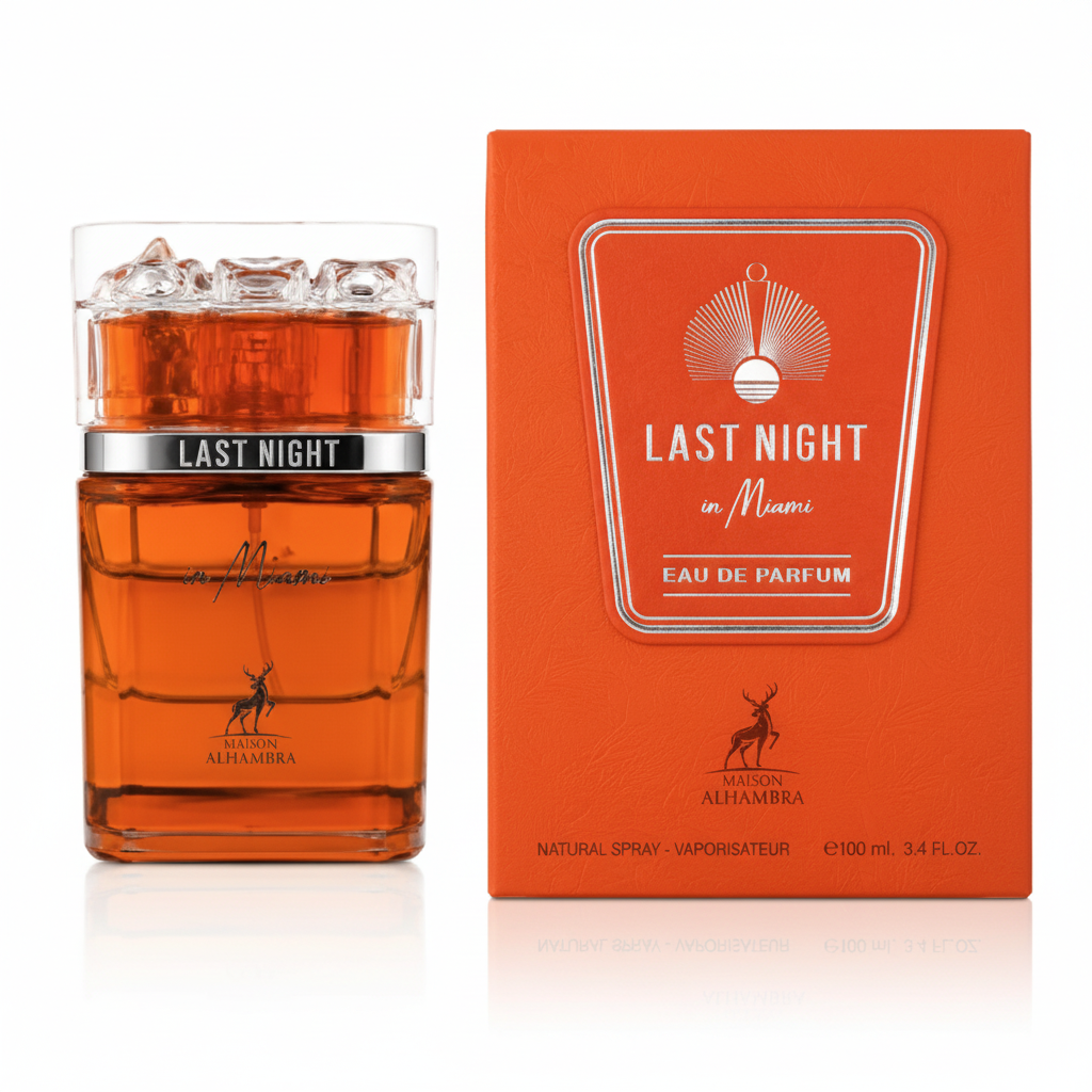Maison Alhambra Last Night in Miami Eau de Parfum 100 ml met originele oranje verpakking