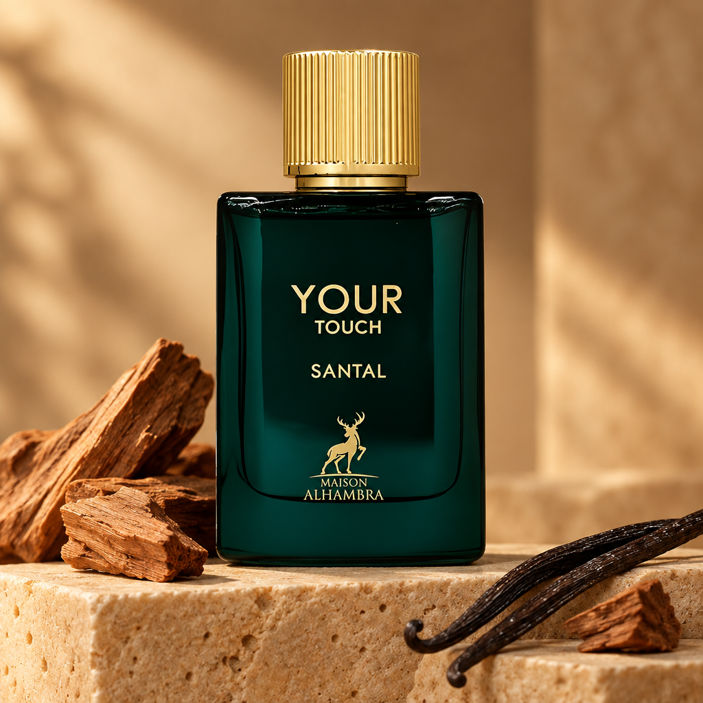 Your Touch Santal van Maison Alhambra met sandelhout en vanille in een warme lifestyle-setting