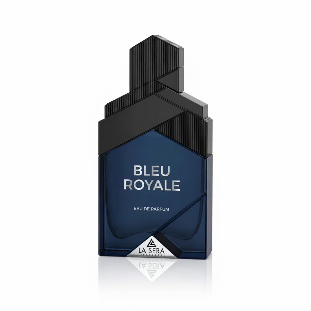 La Sera Bleu Royale Eau de Parfum 100 ml diepblauwe fles met asymmetrische zwarte dop
