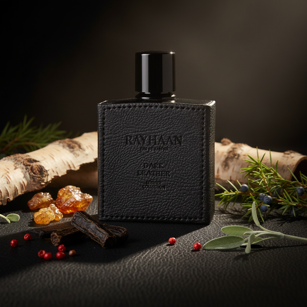 Rayhaan Dark Leather Eau de Parfum 100 ml met leer, amber, berkenhout en tonkaboon