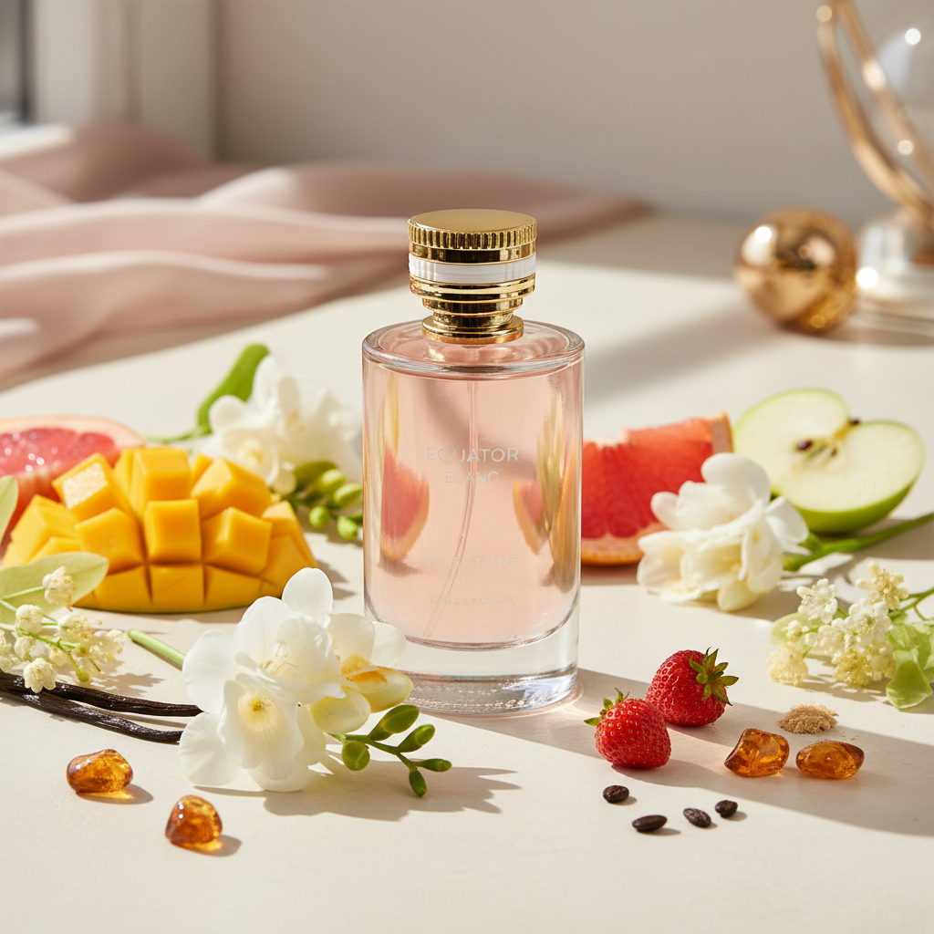 Milestone Equator Blanc Eau de Parfum 100 ml met mango, aardbei, appel en witte bloemen