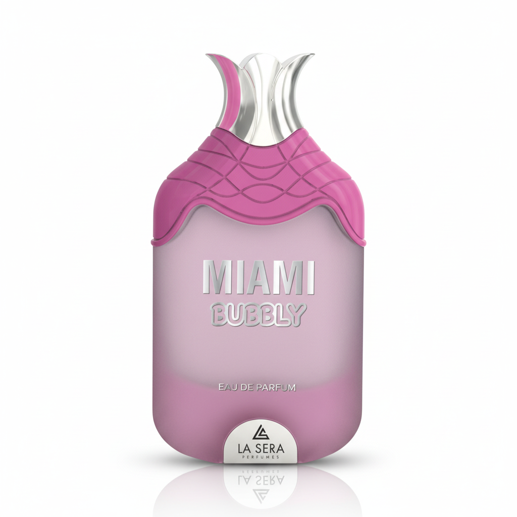 La Sera Miami Bubbly Eau de Parfum 100 ml roze fles met zilveren tulpdop op wit