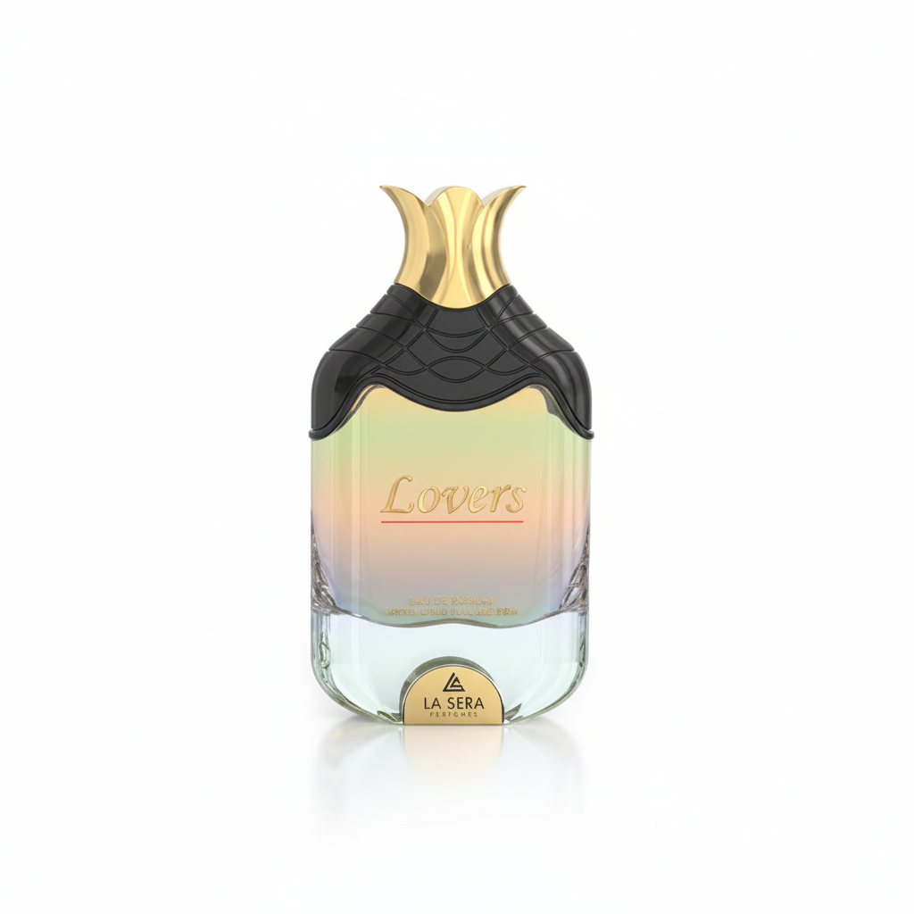 La Sera Lovers Eau de Parfum 100 ml groen-gouden fles met zwarte schouder en gouden dop