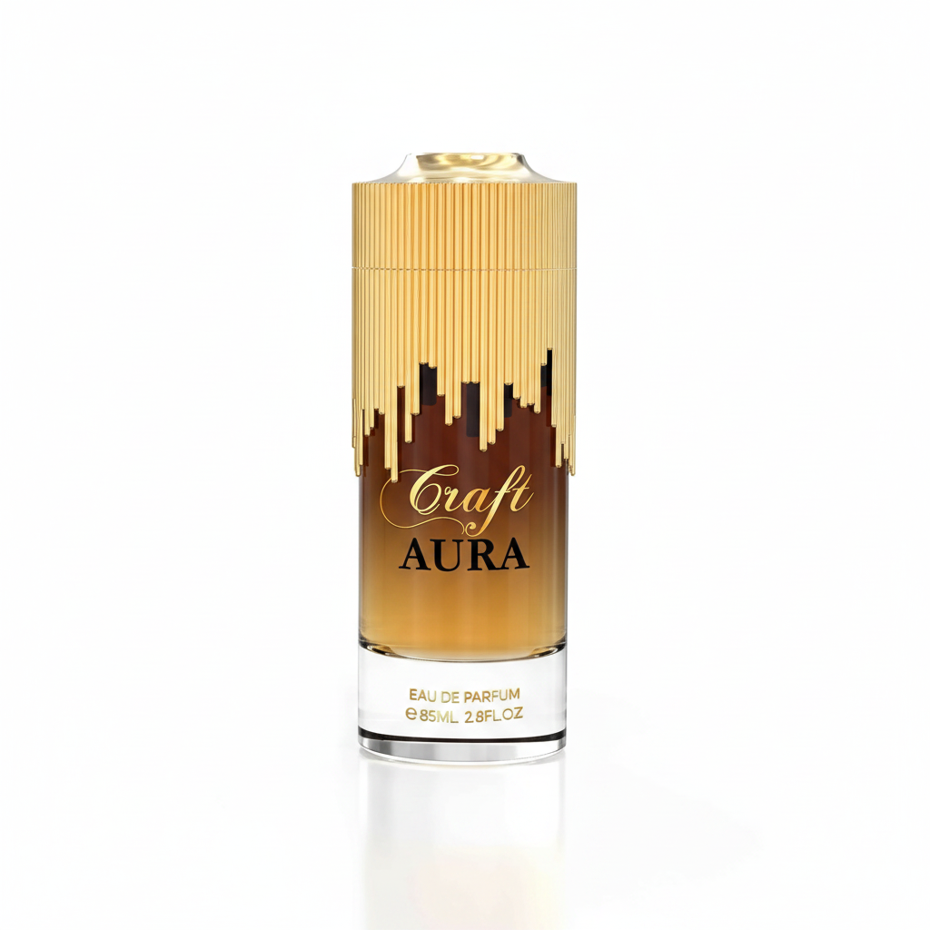 Le Chameau Craft Aura Eau de Parfum 85 ml amberkleurige fles met gouden skyline-dop