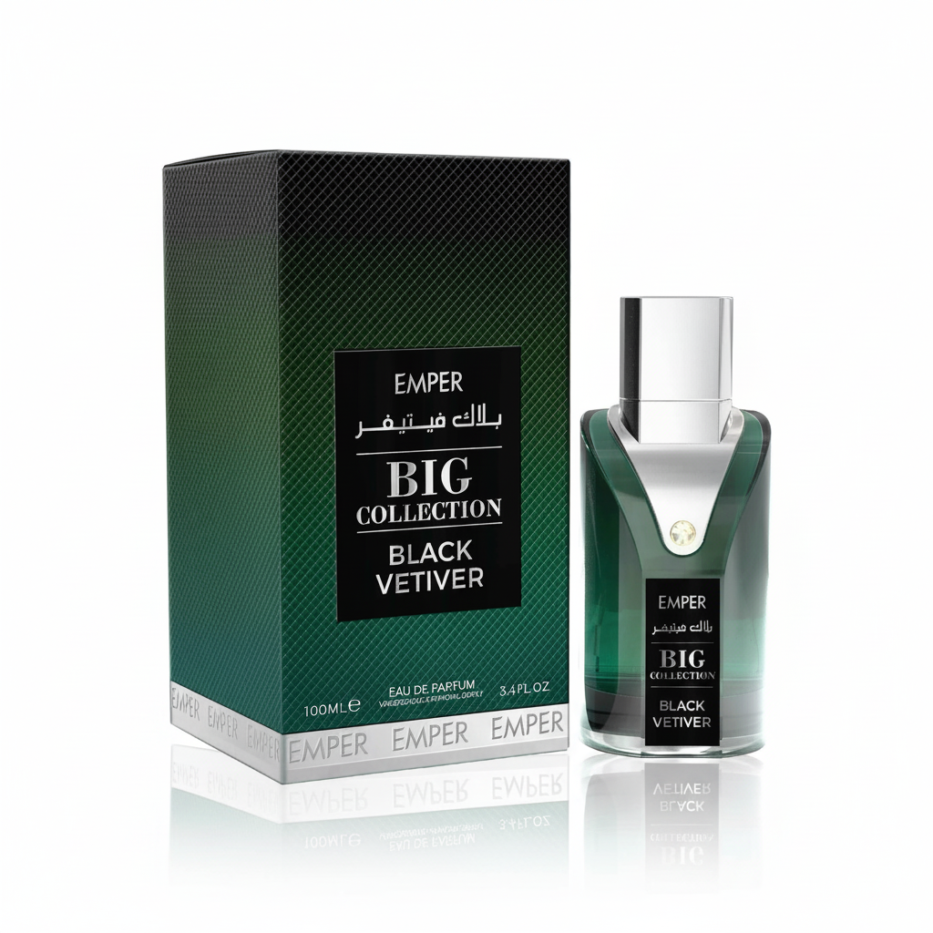Emper Big Collection Black Vetiver Eau de Parfum 100 ml fles en doos