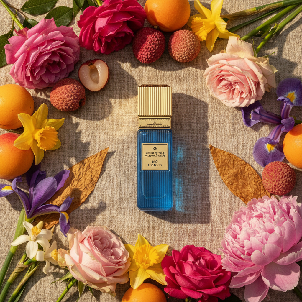 Rio Tobacco van Mamlakat Al Oud, sfeervolle afbeelding van een unisex tabaksparfum.